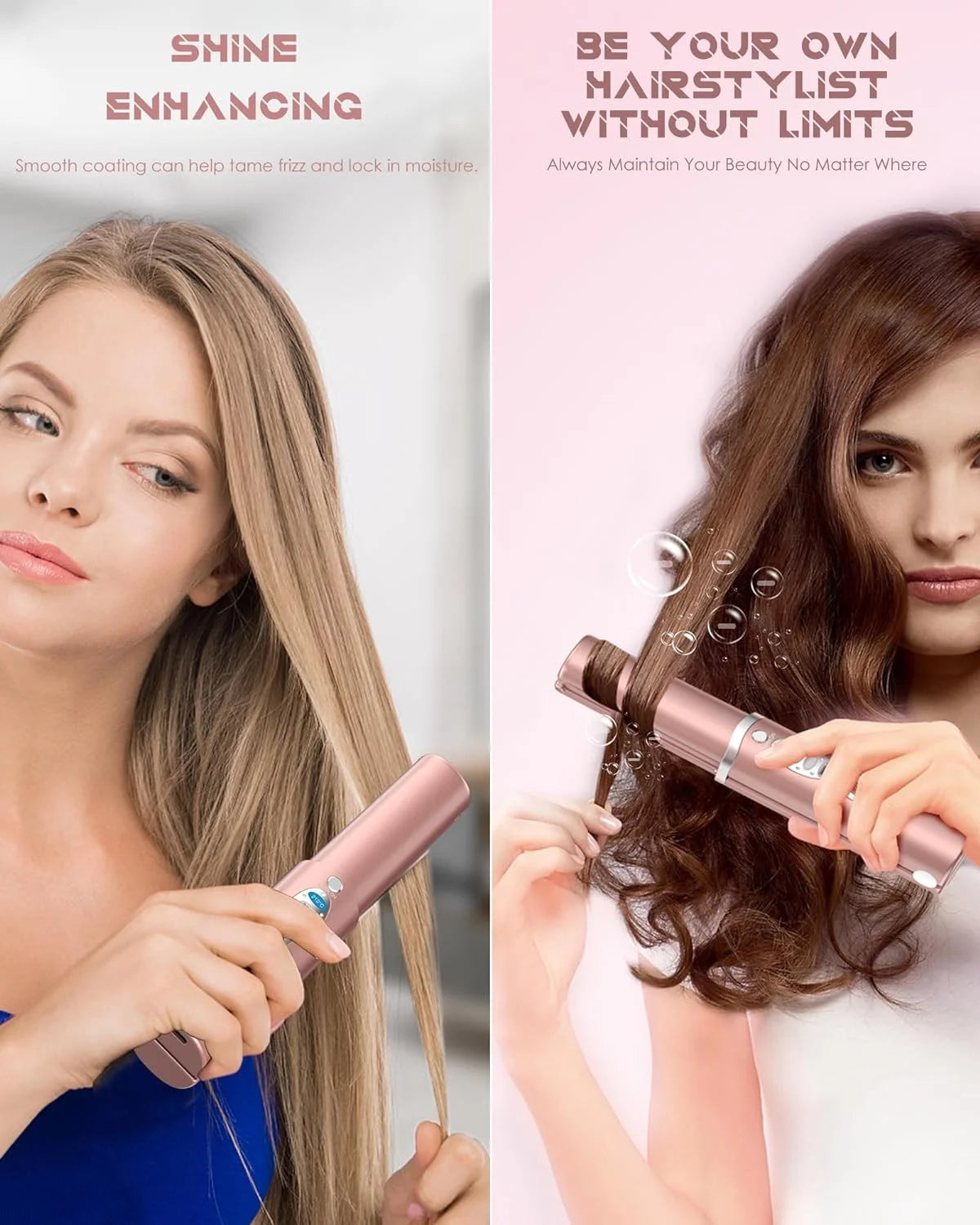 Portable Titanium Cordless Hair Straightener, Heats up in Seconds & Lasts up to 50 Minutes & USB C Rechargeable, Dual Voltage Mini Travel Flat Iron Hair Straightening for Thin Straight Fine Hair